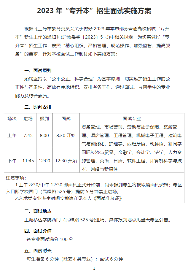 上海杉达学院专升本